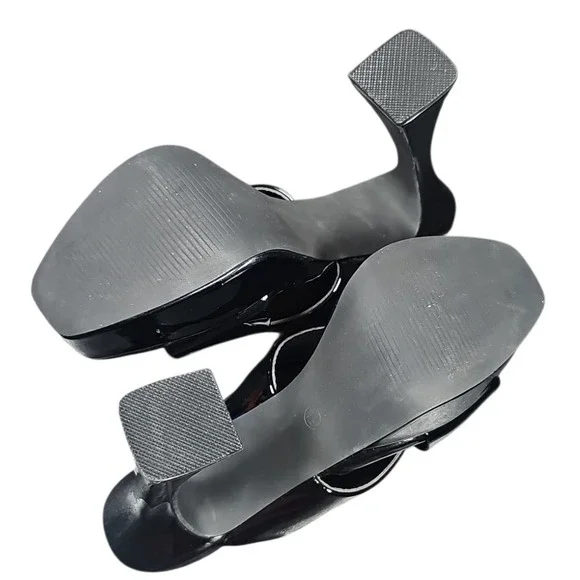 Liliana Platform Heels‎ Mules Criss Cross Open Toe Party Shoes Black 7.5 Nwot - Picture 7 of 9
